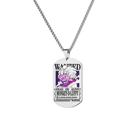 Monkey D Luffy Silver Wanted Necklace