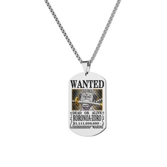 Roronoa Zoro Silver Wanted Necklace