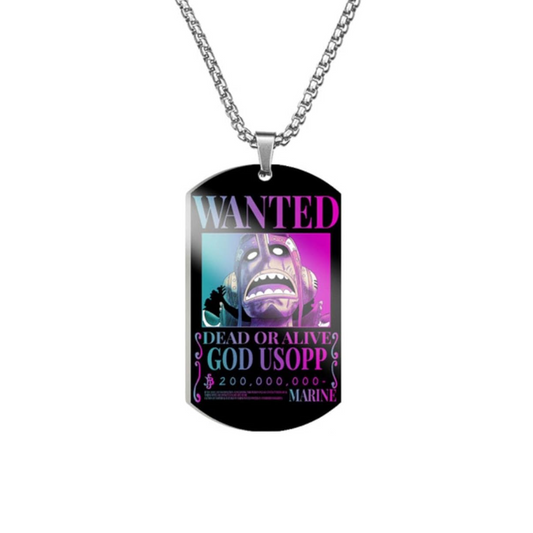 God Usopp Black Wanted Necklace