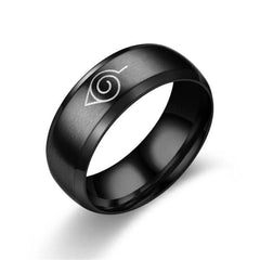 Konoha leaf Stainless Steel Ring (Black)